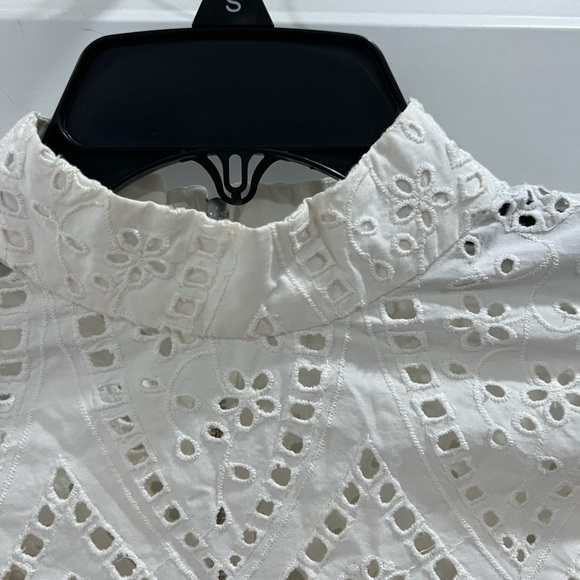 GANNI Cotton Eyelet Puff Sleeve Blouse Size 38 - Picture 6 of 6